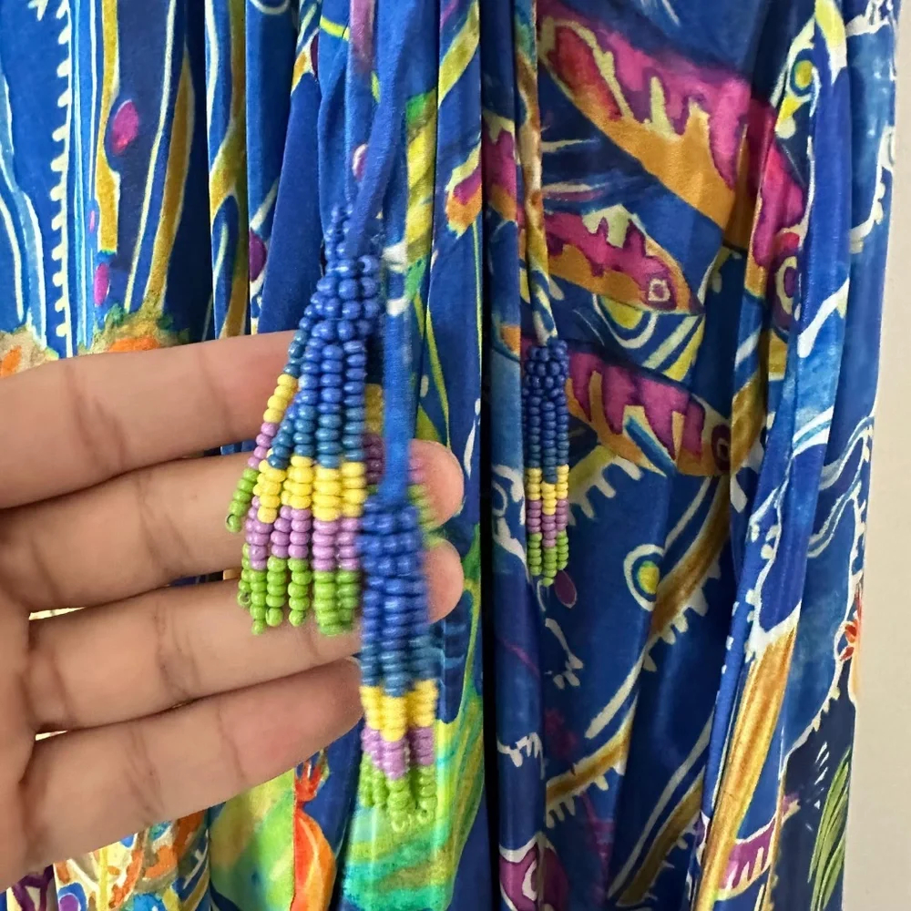 Farm Rio Blue Sea Life Sleeveless Maxi Dress - Picture 8 of 9